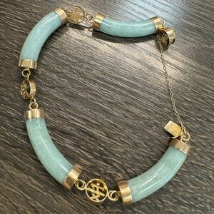 14K plum yellow gold jade bracelet